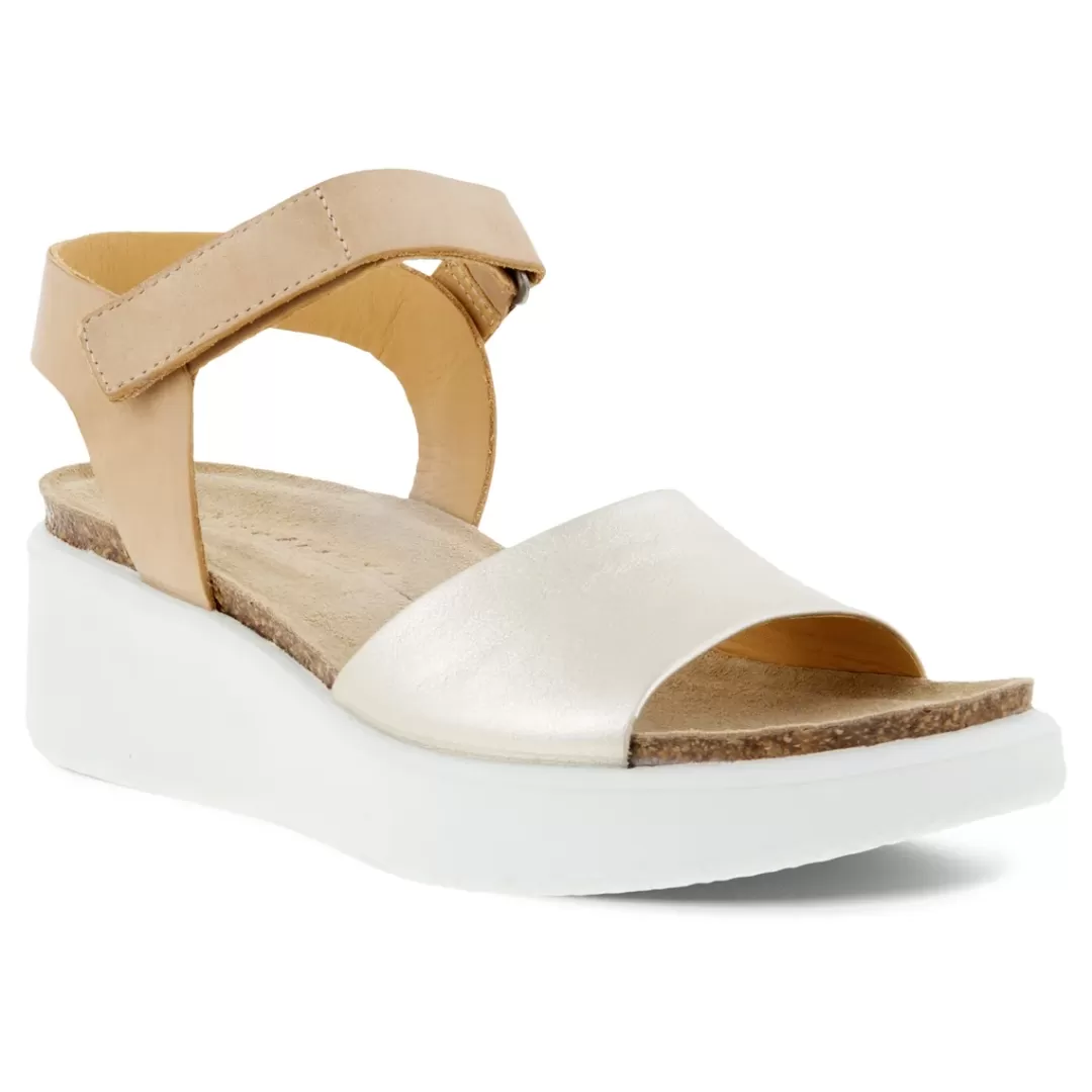 Store ECCO Flowt Wedge Cork Pure White Gold Powder Guld / Hvid