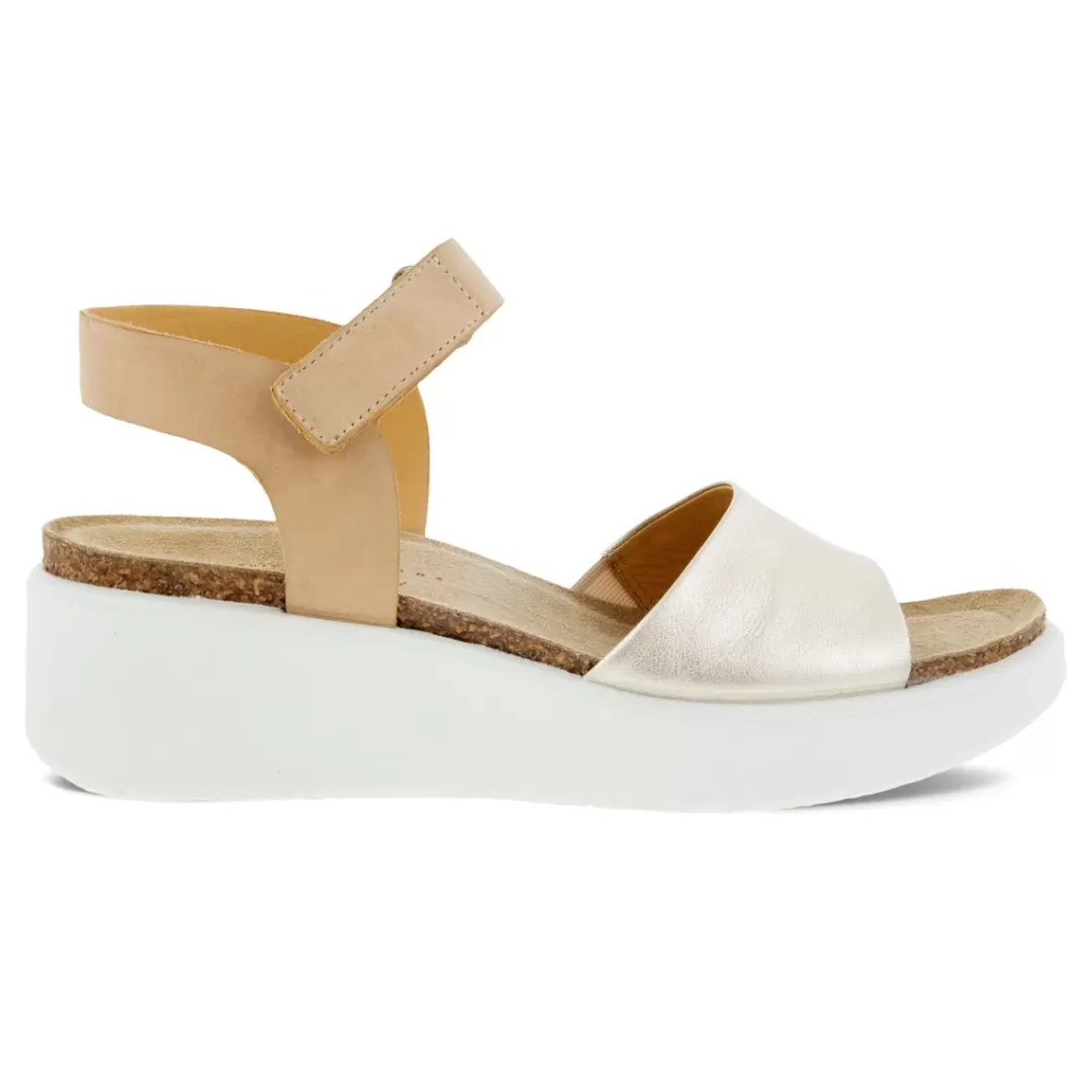 Store ECCO Flowt Wedge Cork Pure White Gold Powder Guld / Hvid