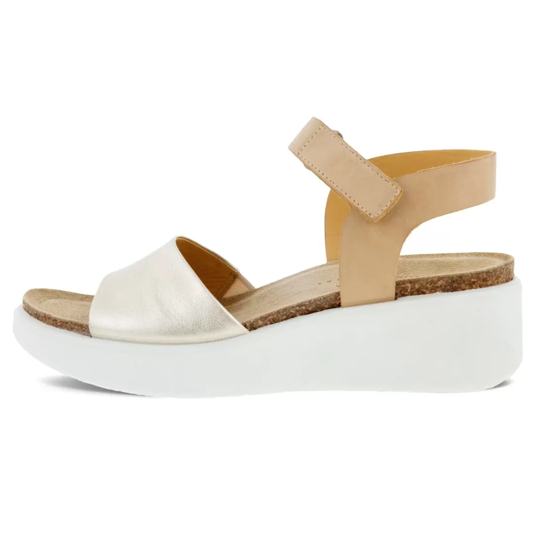 Store ECCO Flowt Wedge Cork Pure White Gold Powder Guld / Hvid